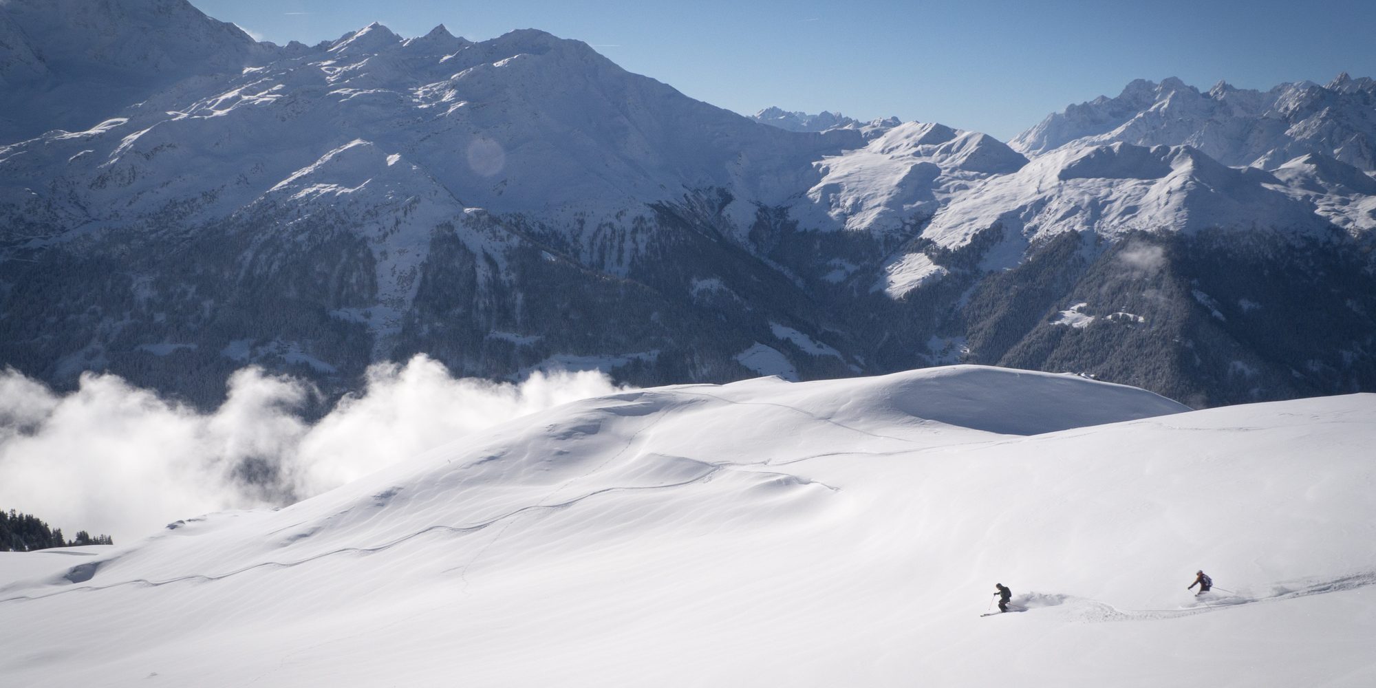 The peaks above Verbier standing clear of a sea of cloud